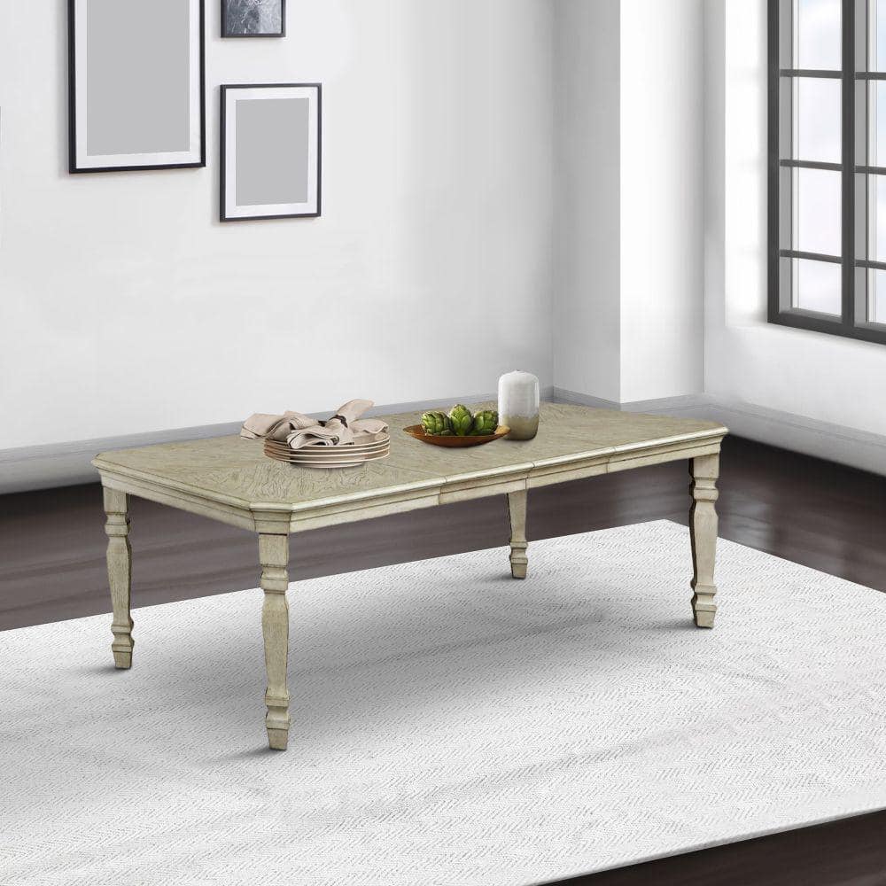 Benjara Transitional Style 44 In. White Wooden 4-Legs Dining Table ...