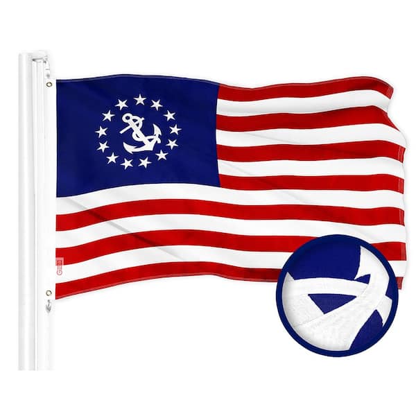 G128 1.67 ft. x 2.5 ft. Polyester Nautical USA Embroidered Flag 300D BG (1-Pack)