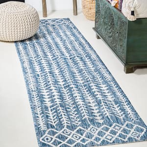 JONATHAN Y Tokay Ivory/Blue 2 ft. x 8 ft. Bohemian Geometric