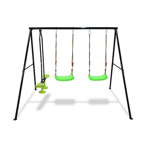 Bon Furni 3 in 1 Multicolor Metal Outdoor Swing Set with