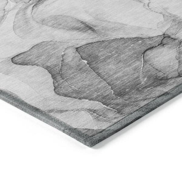 Gray 2 ft. x 7 ft. Abstract Indoor / Outdoor Area Rug