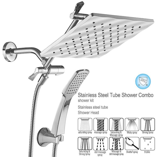 BWE Modern 1-Spray Dual Tub Wall Mount Fixed and Handheld