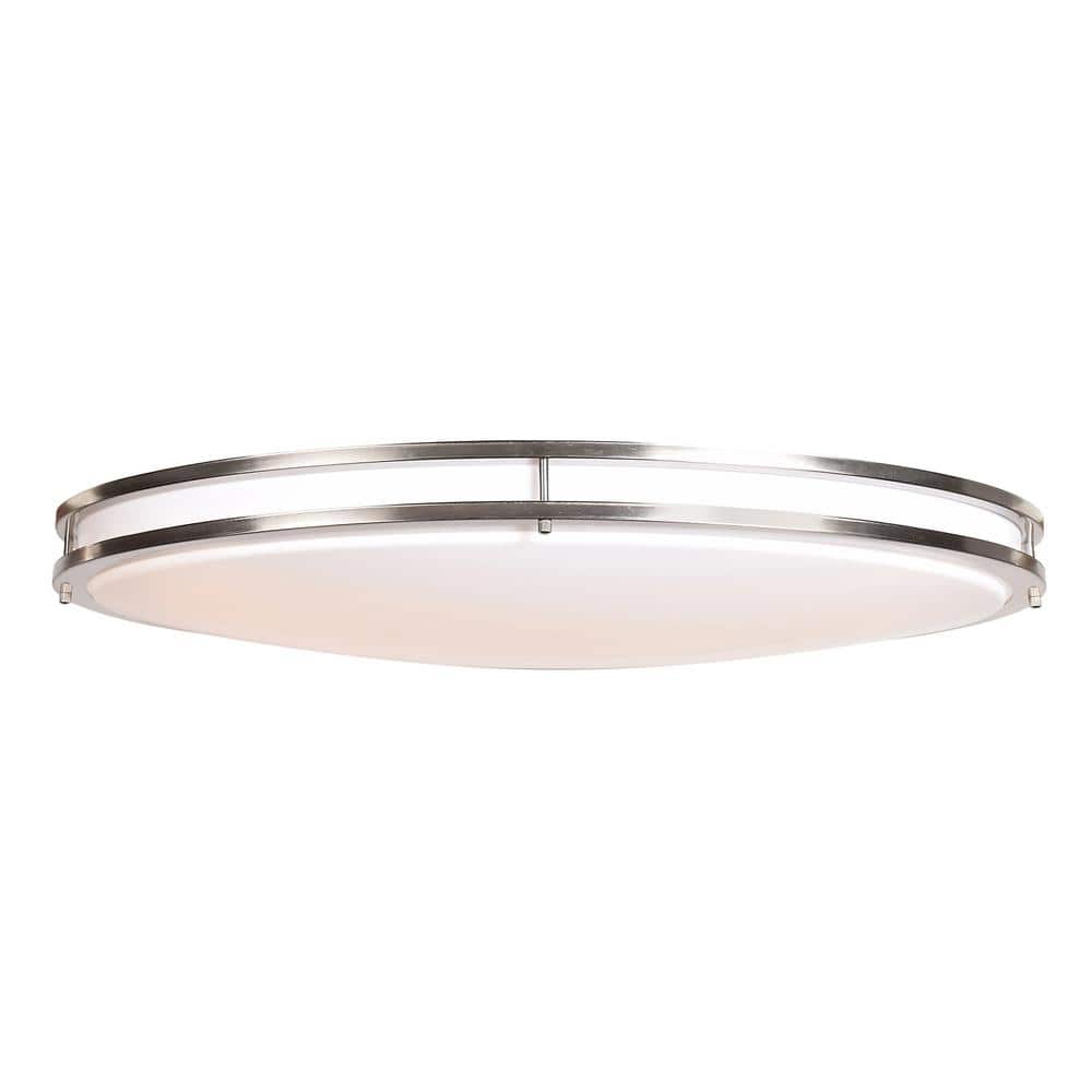 Solero Oval 48-Watt Brushed Steel Integrated LED Flushmount