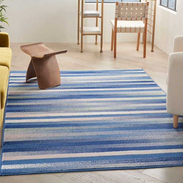 Whimsicle Blue Multicolor 5 ft. x 7 ft. Geometric Contemporary Area Rug
