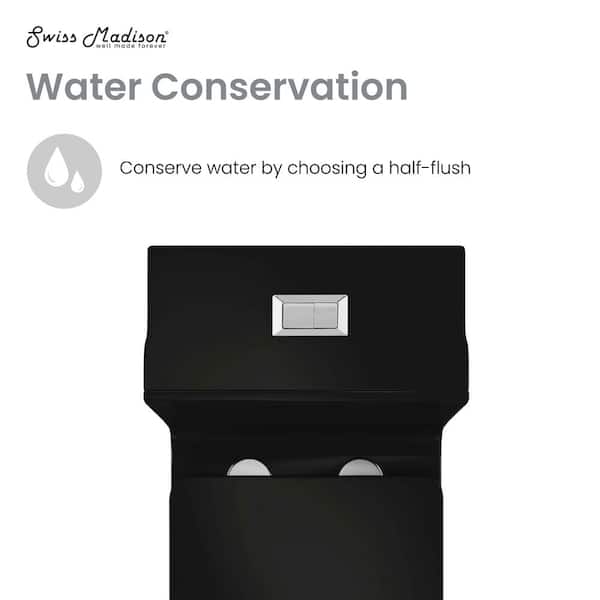 Swiss Madison Concorde 1-Piece Square Toilet Dual Flush in Glossy Black 1.1/1.6 gpf SM-1T106GB