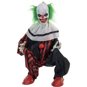 32 in. Motion Activated Life-Size Flashing Red Eyes Animatronic Clown
