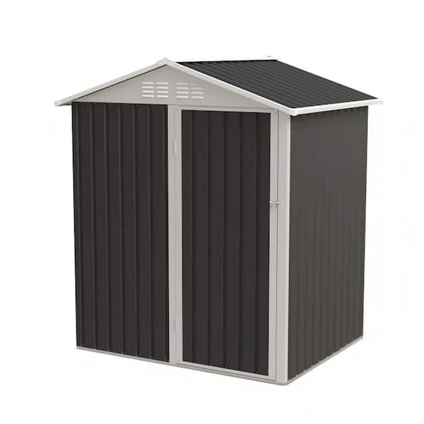5 ft. W x 4 ft. D Metal Outdoor Storage Shed with Double Pitched Roof Lockable Single Door (20 sq. ft. ) in Gray