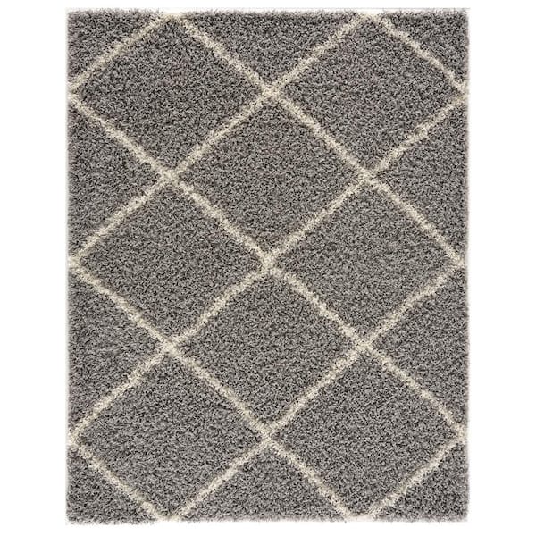 MSRUGS Moon Trellis Shaggy Gray 8 ft. x 10 ft. Polypropylene Area Rug