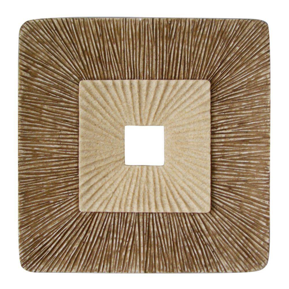 Benjara Sandstone Brown and Beige Square Sandstone Wall Decor with