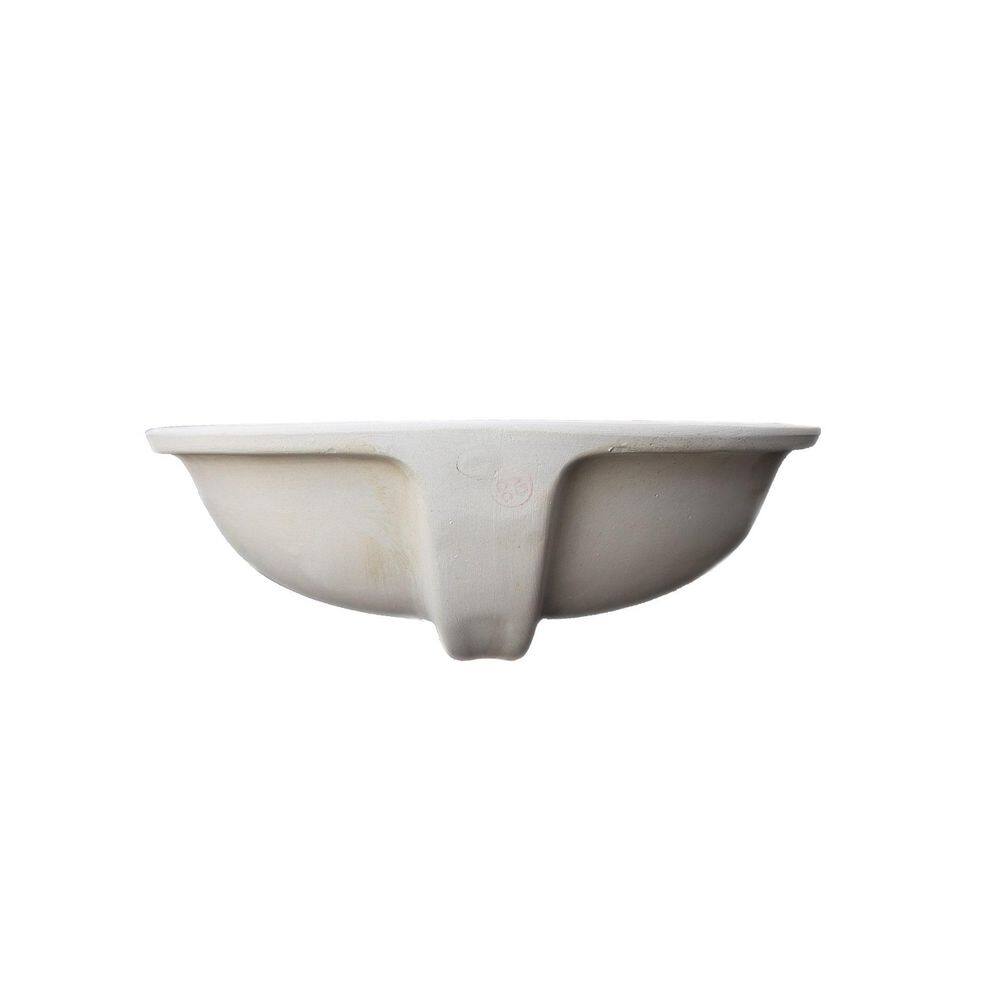 Bisque Ceramic Oval Undermount Bathroom Sink with Overflow