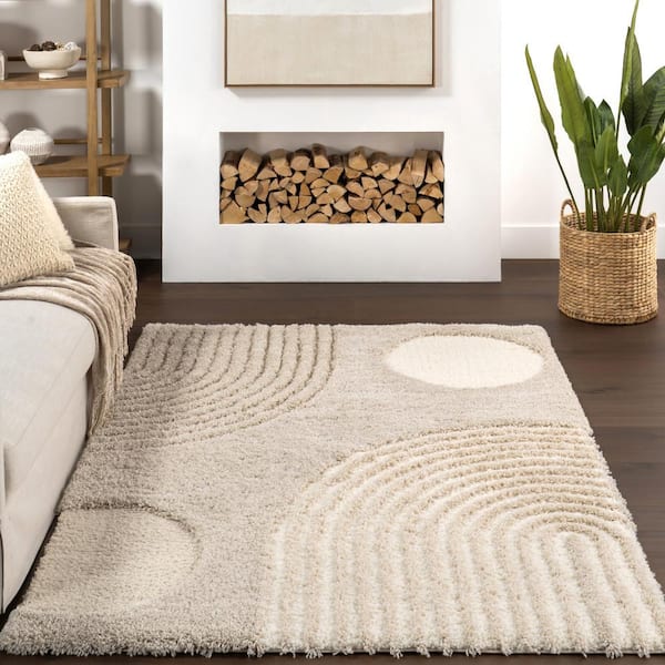 nuLOOM Gloria Light Brown 7 ft. 10 in. x 10 ft. Abstract Shag Area
