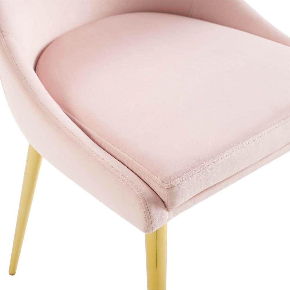 Isle Pink Velvet Upholstered Swivel Side Chair with Gold Metal Legs