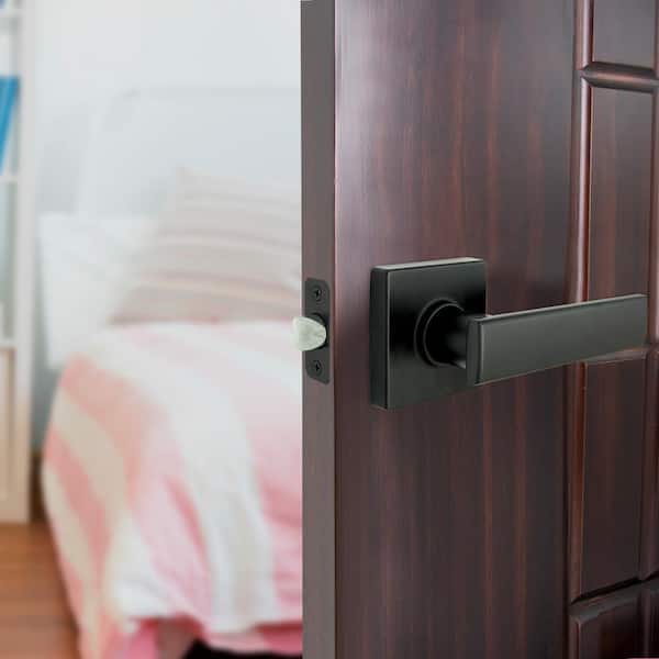 Westwood Matte Black Hall/Closet Door Lever with Square Rose (4-Pack)