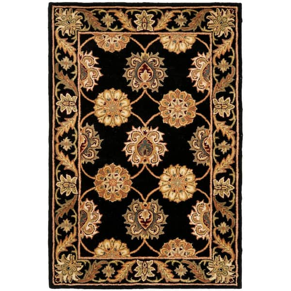 Heritage Black Doormat 2 ft. x 4 ft. Border Area Rug