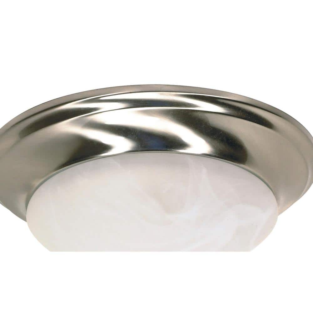Sleek Alabaster Glass 11.5" Flush Mount Ceiling Light in Brushed Nickel