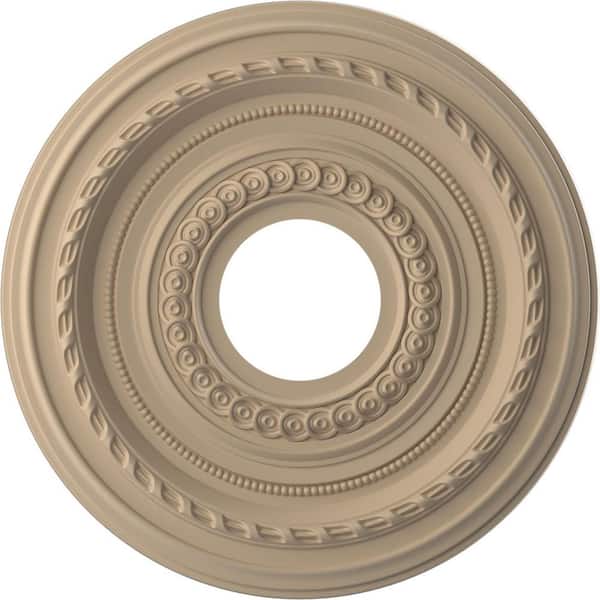 Ekena Millwork 13 in. O.D. x 3-1/2 in. I.D. x 3/4 in. P Cole Thermoformed PVC Ceiling Medallion in UltraCover Satin Smokey Beige