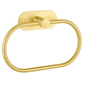 Self-Adhesive Wall Mounted Towel Ring Holder 7.97 in for Bathroom and Kitchen, Gold