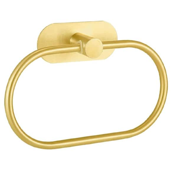 Aoibox Self Adhesive Wall Mounted Towel Ring Holder 7.97 in for Bathroom and Kitchen Gold SNPH002IN537 The Home Depot