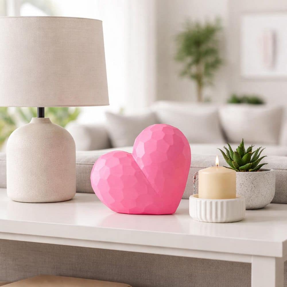 Liv & Skye Pink 8 in. x 8 in. Ceramic Heart Sculpture 20883 - The