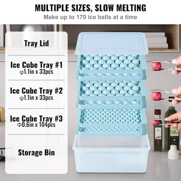 Ice Cube Tray With Lid&Bin, 1.9'' Whiskey Ice Mold, 2Pack Ice Ball