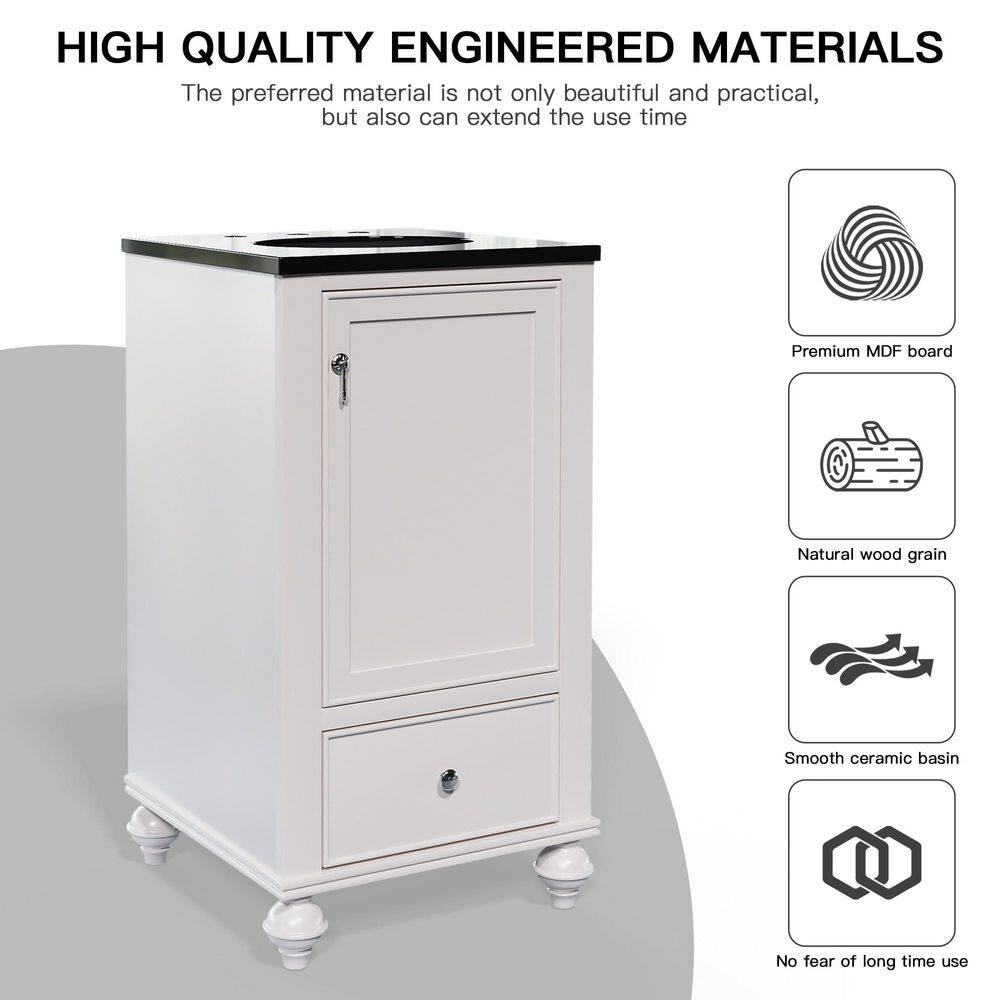 24" Navy Composite Freestanding Vanity with White Ceramic Top