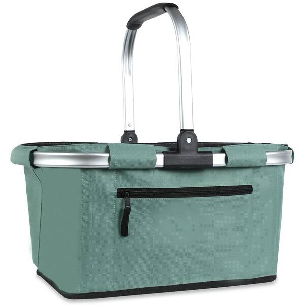 22 L Green Collapsible Picnic Basket Folding with Handles for Picnics Camping Beach and Patio Use Basket