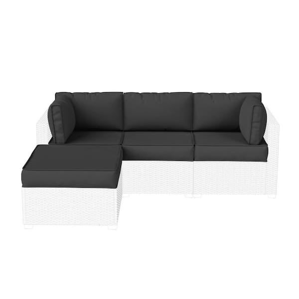 25.6 in. x 25.6 in. x 4 in. (9-Piece) Deep Seating Outdoor Lounge Chair Sectional Cushion Black