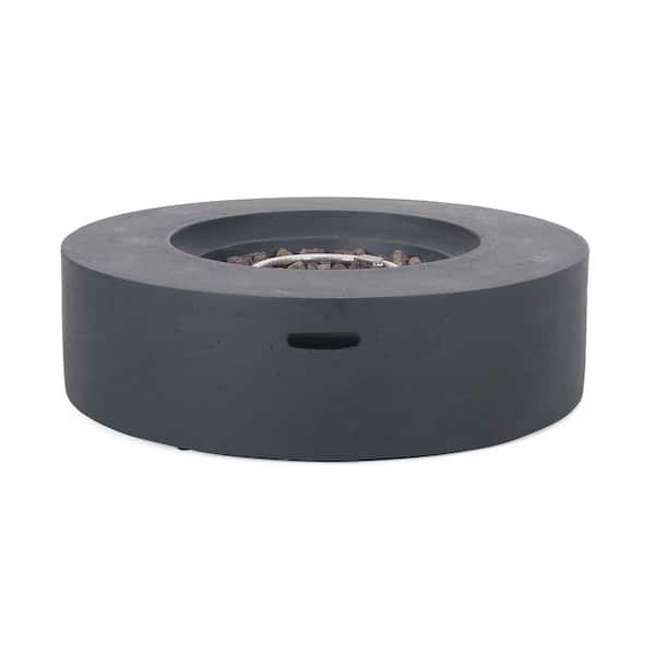39 in. 50,000 BTU Round Concrete Propane Fire Pit in Dark Gray