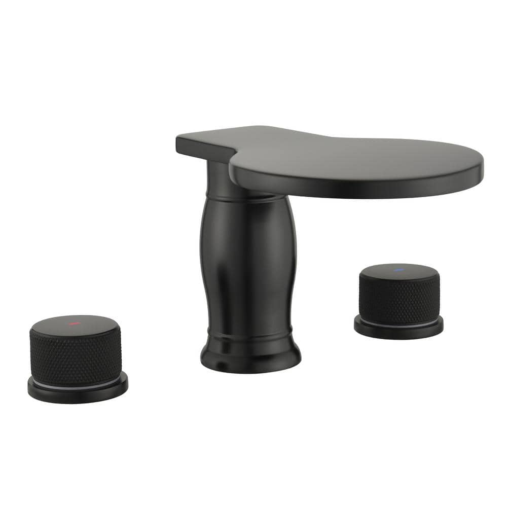 Double Handle Deck-Mount Waterfall Roman Tub Faucet with Circular Arc Design Faucet in Matte Black price history on PriceWatchPro