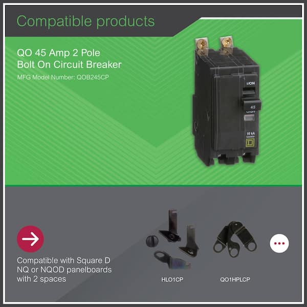 Square D QO 45 Amp 2-Pole Bolt-On Circuit Breaker