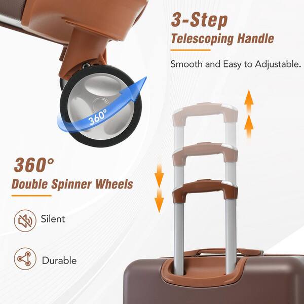 Merax 3 Bags 3-Piece Brown Expandable ABS Hardshell Spinner 20 in