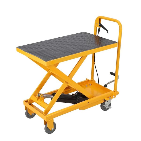 Hydraulic Lift Table Cart 1100lbs Capacity 33.5" Lifting Height Manual Single Scissor Lift Non-Slip Pad Steel Durable