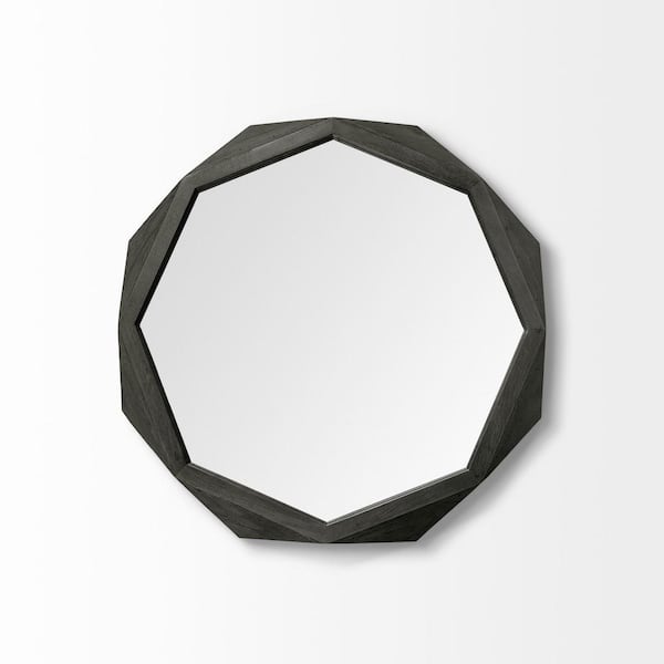 HomeRoots 32 in. W x 32 in. H Wood Black Decorative Mirror