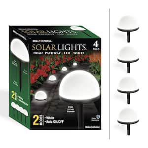White Solar Integrated LED Weather Resistant Dome Shape Pathway Path Lights (4-Pack)