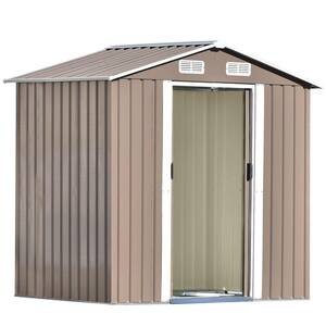 Brown 6 ft. W x 4 ft. D Garden Shed, Metal Storage Shed with Lockable Doors, Built-in Air Vents (24 sq.ft.)