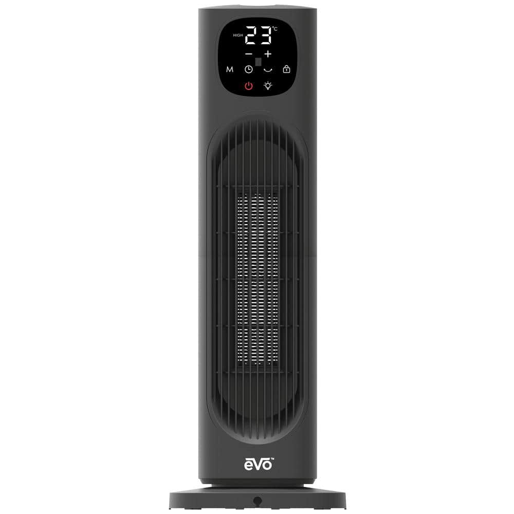 Evo 1500-Watt Digital Tower Ceramic Electric Fan Heater with Tip Over ...