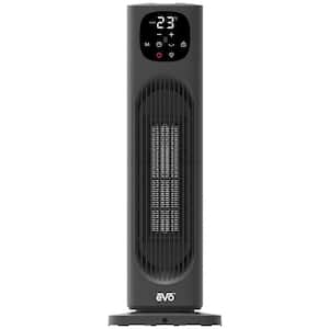 1500-Watt 24 in. Digital Tower Ceramic Electric Fan Heater with Tip Over Switch and Remote Control in Black