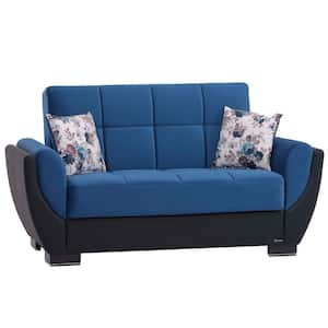 Basics Air Collection Convertible 63 in. Turquoise Microfiber 2-Seater Loveseat with Storage