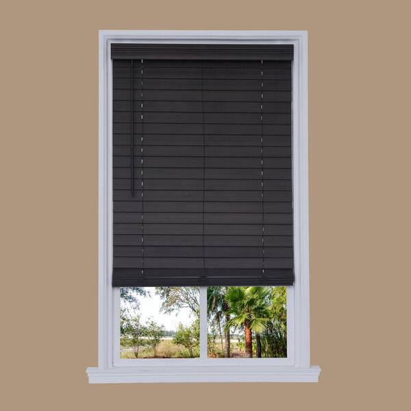 Unbranded Cut-to-Width Brown Oak Cordless Room Darkening 2.5 in. Distressed Premium Faux Wood Blind - 47.25 in. W x 72 in. L