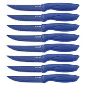 7 in. Stainless Steel Partial Tang Serrated Edge Steak Knife with PP Handle (Set of 8)