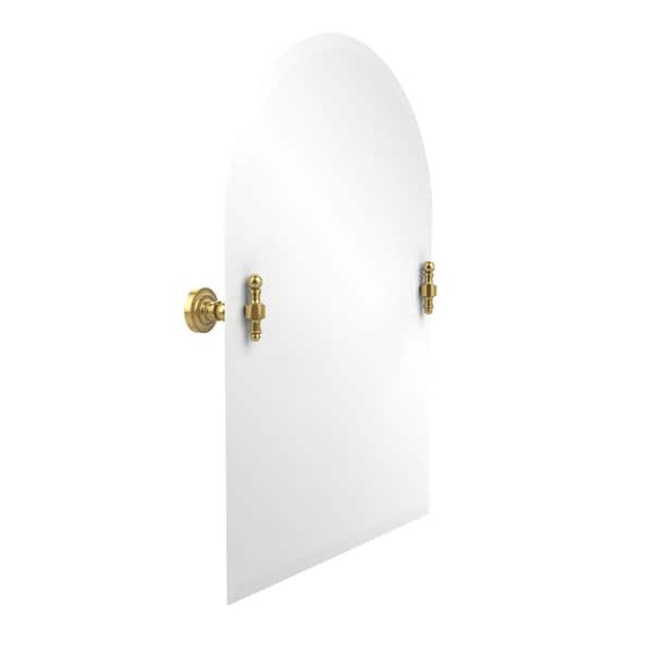 Allied Brass Retro-Dot Collection 21 in. x 29 in. Frameless Arched Top Single Tilt Mirror with Beveled Edge in Polished Brass