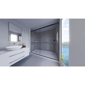 Slate Grey-Rainier 60 in. x 32 in. x 99 in. Floor/Ceiling Base/Wall/Door Alcove Shower Stall/Kit Matte Black Left