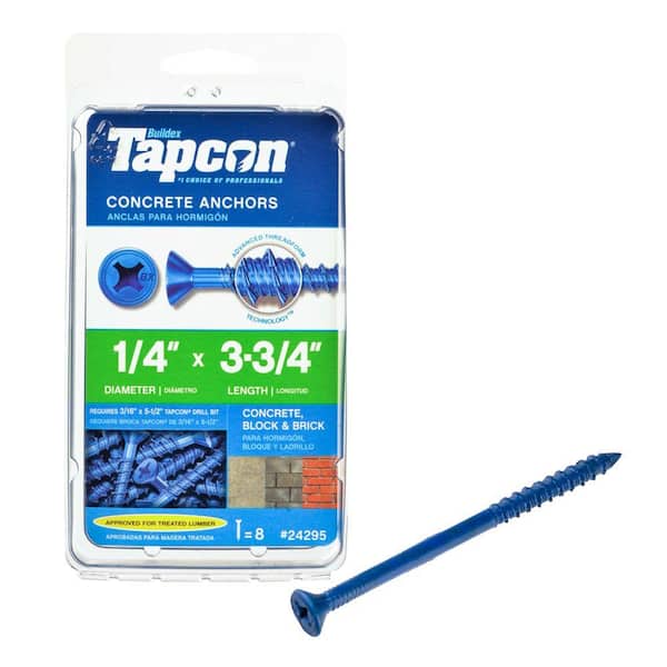Tapcon 1/4 in. x 3-3/4 in. Phillips-Flat-Head Concrete Anchors (8-Pack)