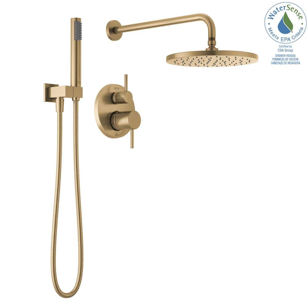 Champagne Bronze Modern Rain Shower System with Handheld Spray
