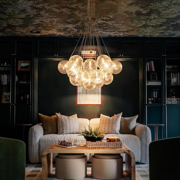 Rennnsan Lillian 19-Light Gold Modern Glass Globe Bubble