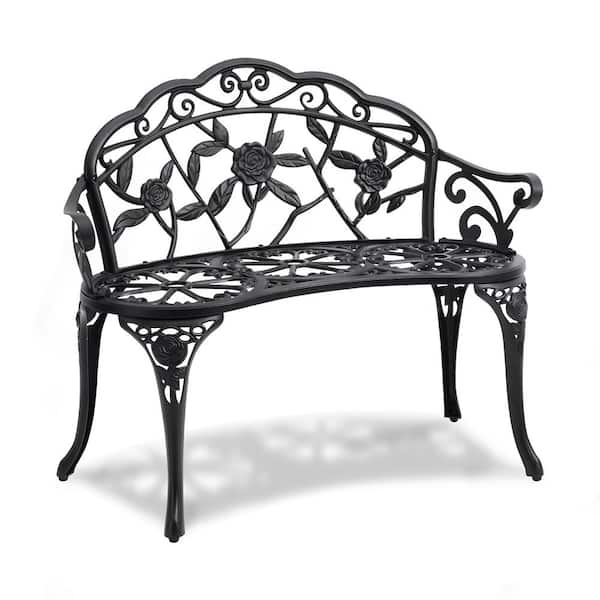 SKYSHALO Outdoor Bench, 38.8 in. Metal Garden Bench for Outdoors, 480 lbs. Load Capacity Bench, Outdoor Garden Park Bench