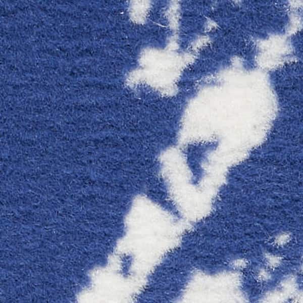 7' X 10' Ivory and Navy Blue Floral Distressed Non Skid Area Rug