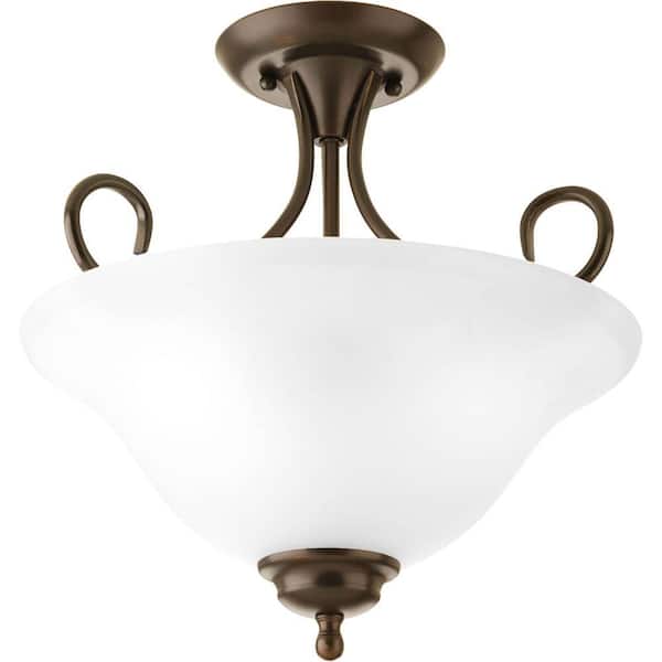 Progress Lighting 2-Light Antique Bronze Semi-Flush Mount