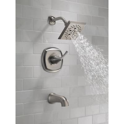 Portwood Single-Handle 5-Spray Tub and Shower Faucet with H2Okinetic in SpotShield Brushed Nickel (Valve Included)