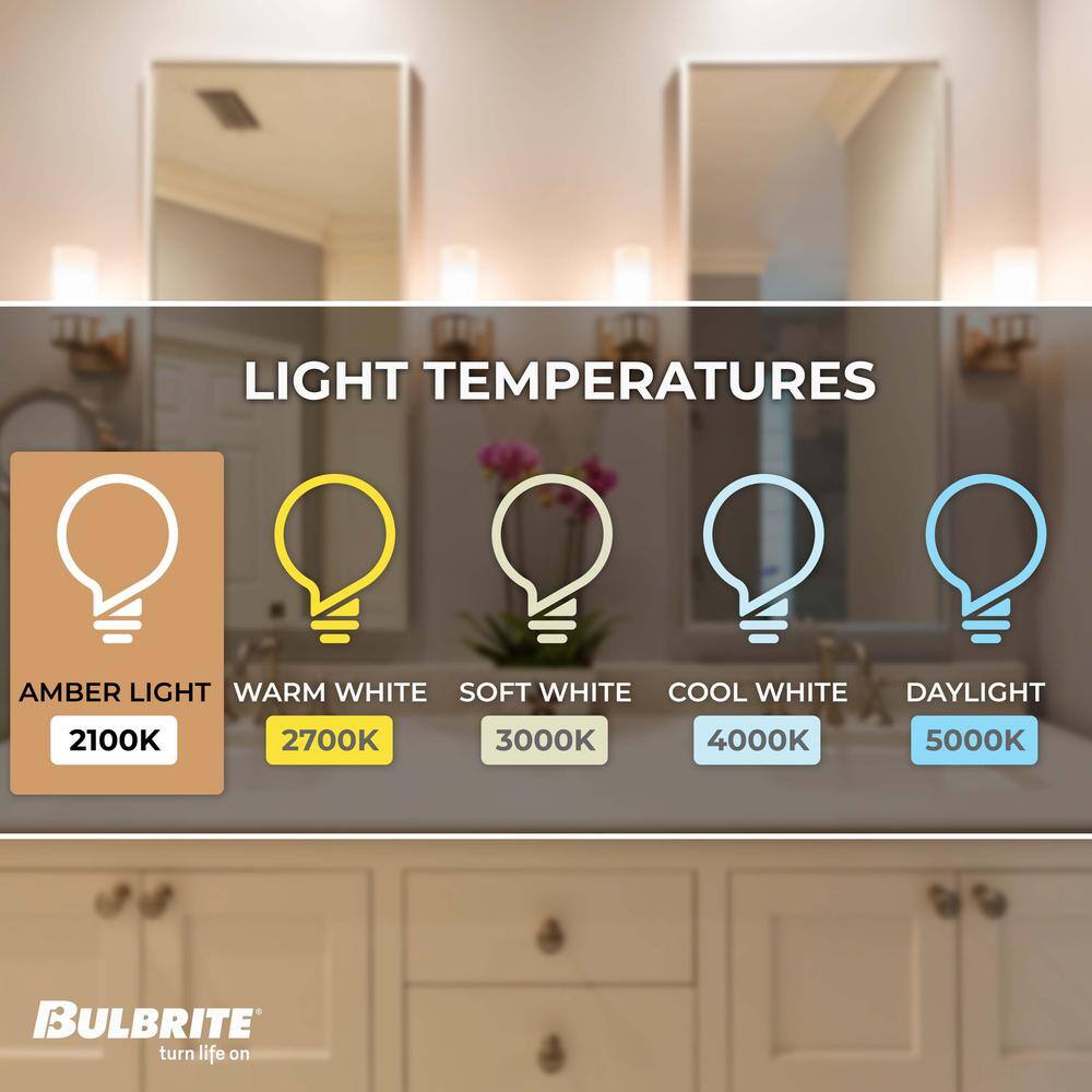 Amber Dimmable LED Filament CA10 Edison Bulbs, Pack of 4